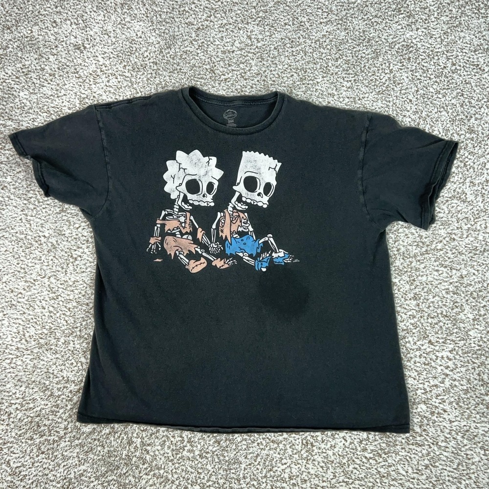 The Simpsons Shirt Men XL Black Skeleton Bart Lisa Halloween Treehouse of Horror